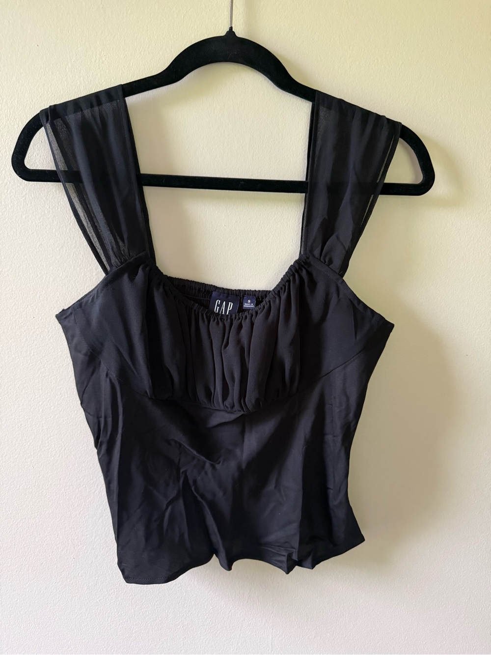 GAP Mixed Media Black Ruffled Bust Tank